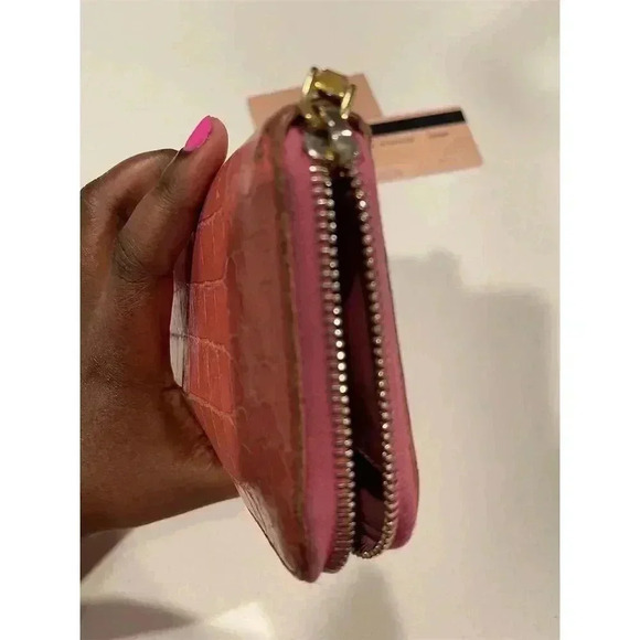 Miu Miu Women's Pink Zip-Around Wallet Crocodile Embossed Leather - Picture 8 of 12